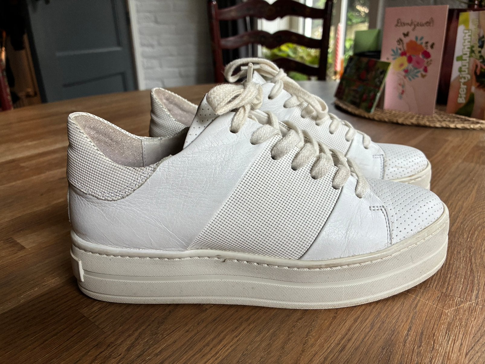 VIA VAI sneakers hoge zool, Ophalen of Verzenden, Zo goed als nieuw, Wit, Sneakers of Gympen