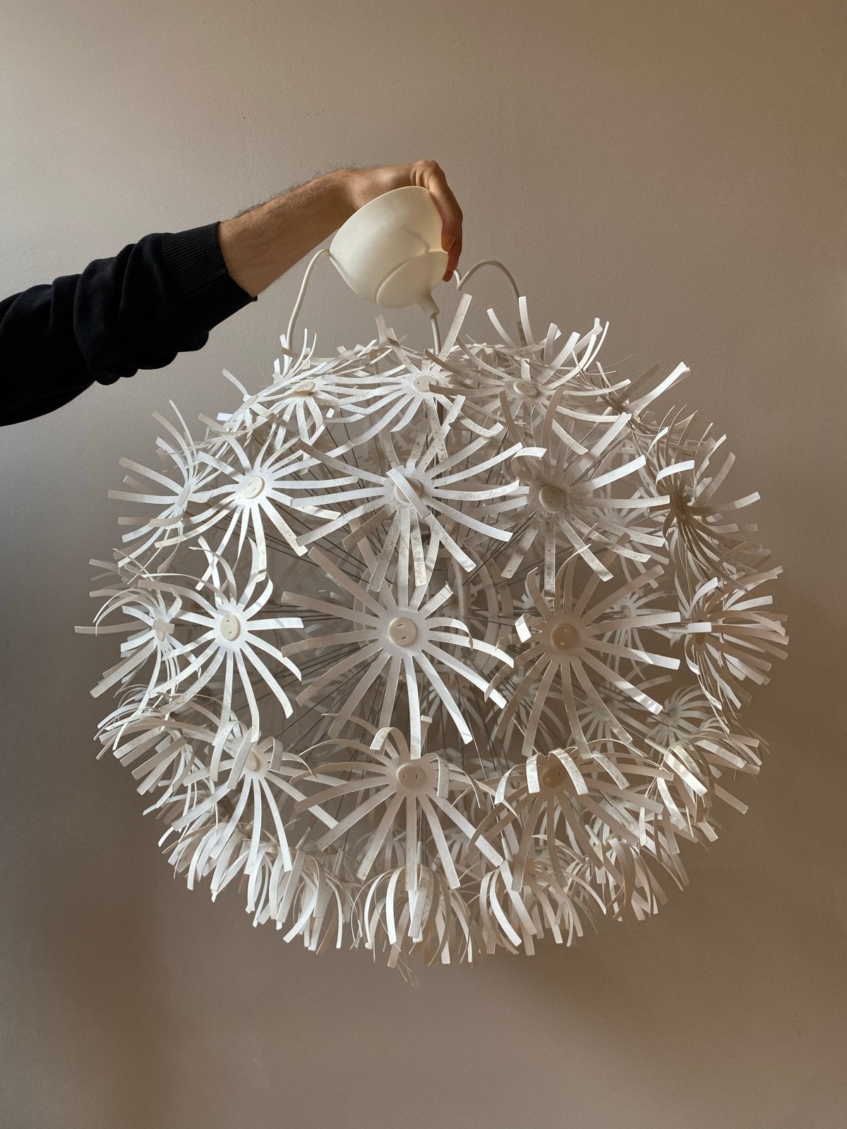 IKEA Maskros hanglamp - Witte papieren bloem lamp, Ophalen, Gebruikt, Kunststof, Overige fittingen