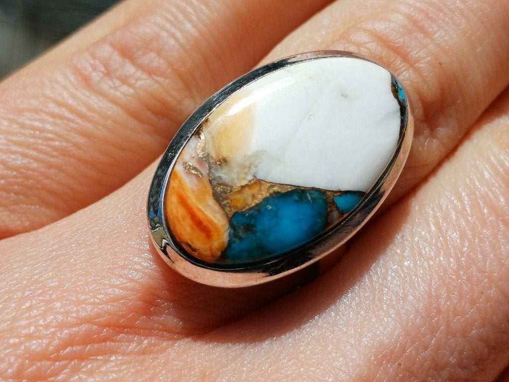 Vanoli 925 zilveren ring oester koper turquoise maat 17,25, Daiva1973@hotmail.com, Vanoli, Overige kleuren, Amsterdam