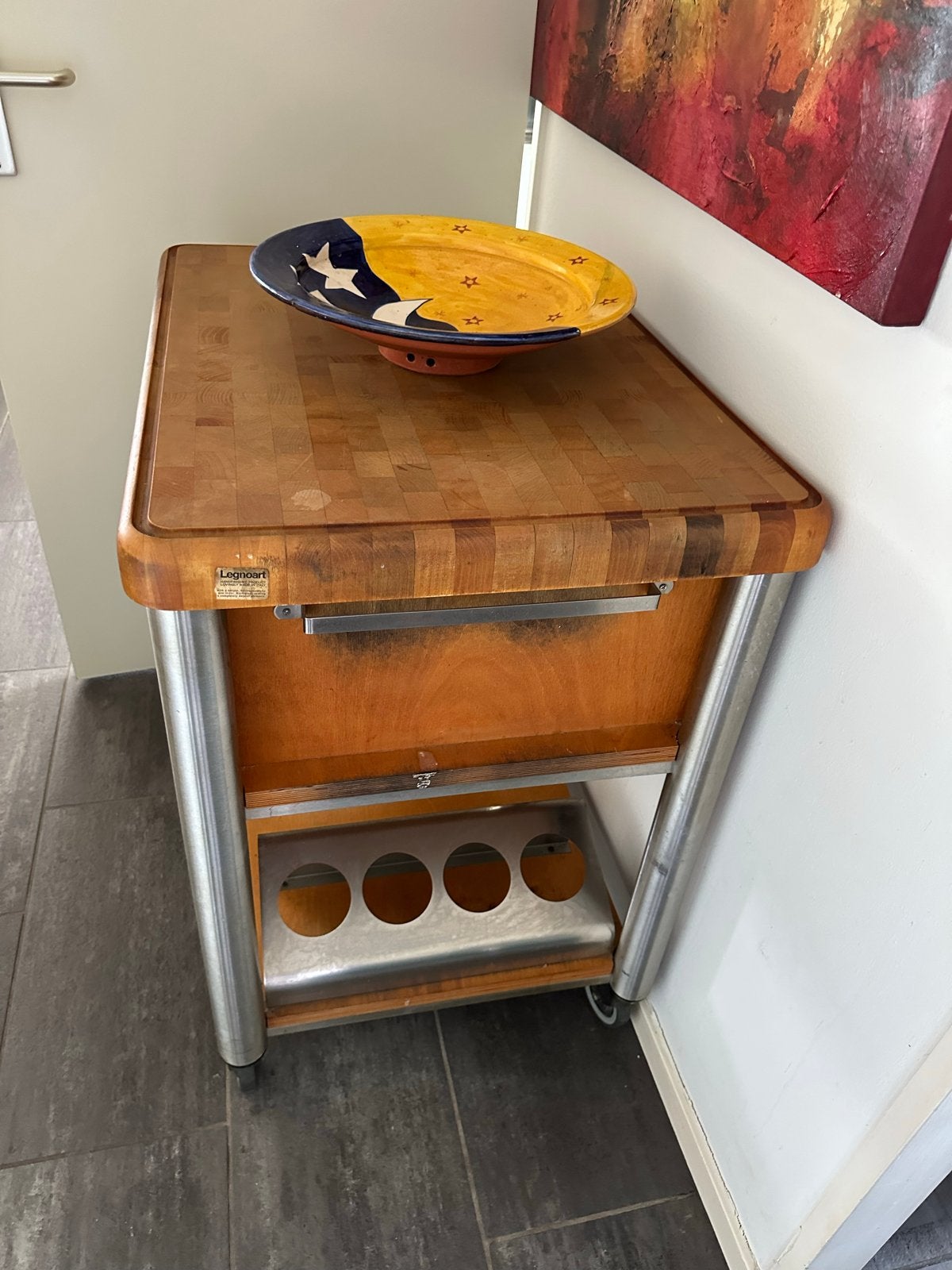 Legnoart Keukentrolley met Snijplank en Lades, Huis en Inrichting, Ophalen, Gebruikt, Hout, Keukentrolley