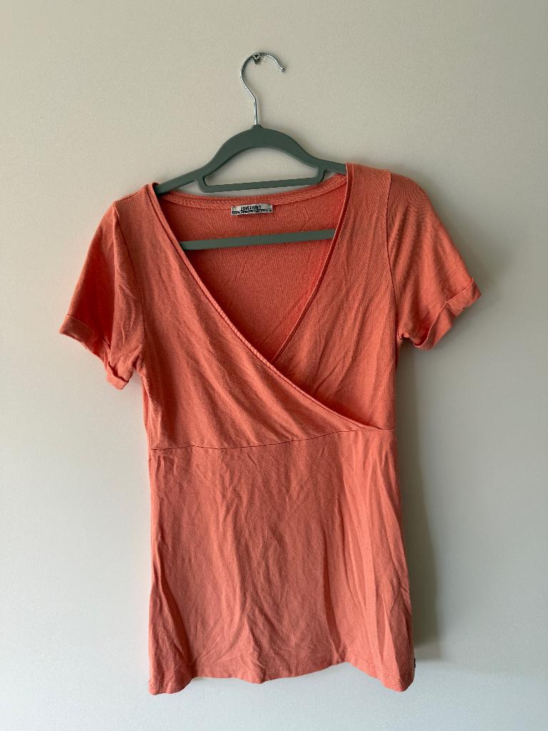 LOVE2WAIT koraal zwangerschaps- en voedingstop maat XS, Kleding | Dames, Positiekleding, LOVE2WAIT, Zo goed als nieuw, Roze, Maat 34 (XS) of kleiner