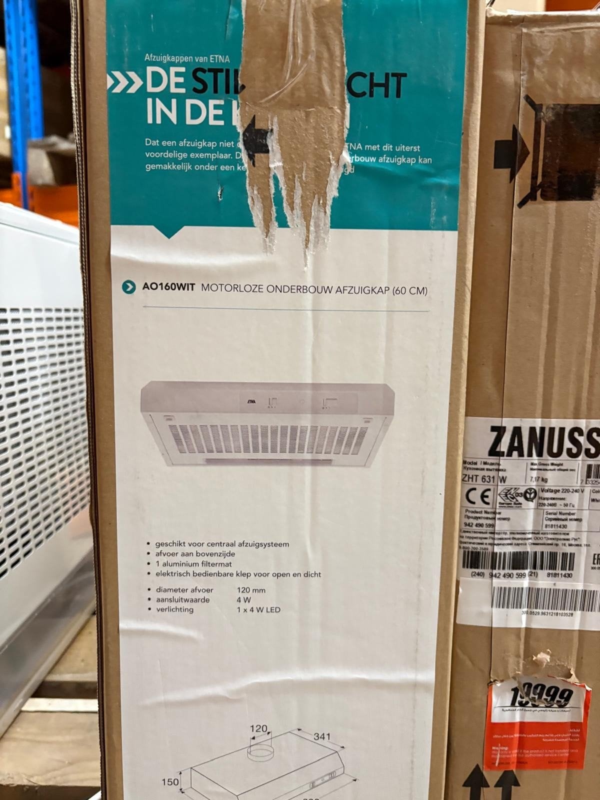 ETNA AO160WIT Motorloze Onderbouw Afzuigkap (60 cm), Minder dan 200 m³ per uur, Onderbouw afzuigkap, Nieuw, Ophalen of Verzenden