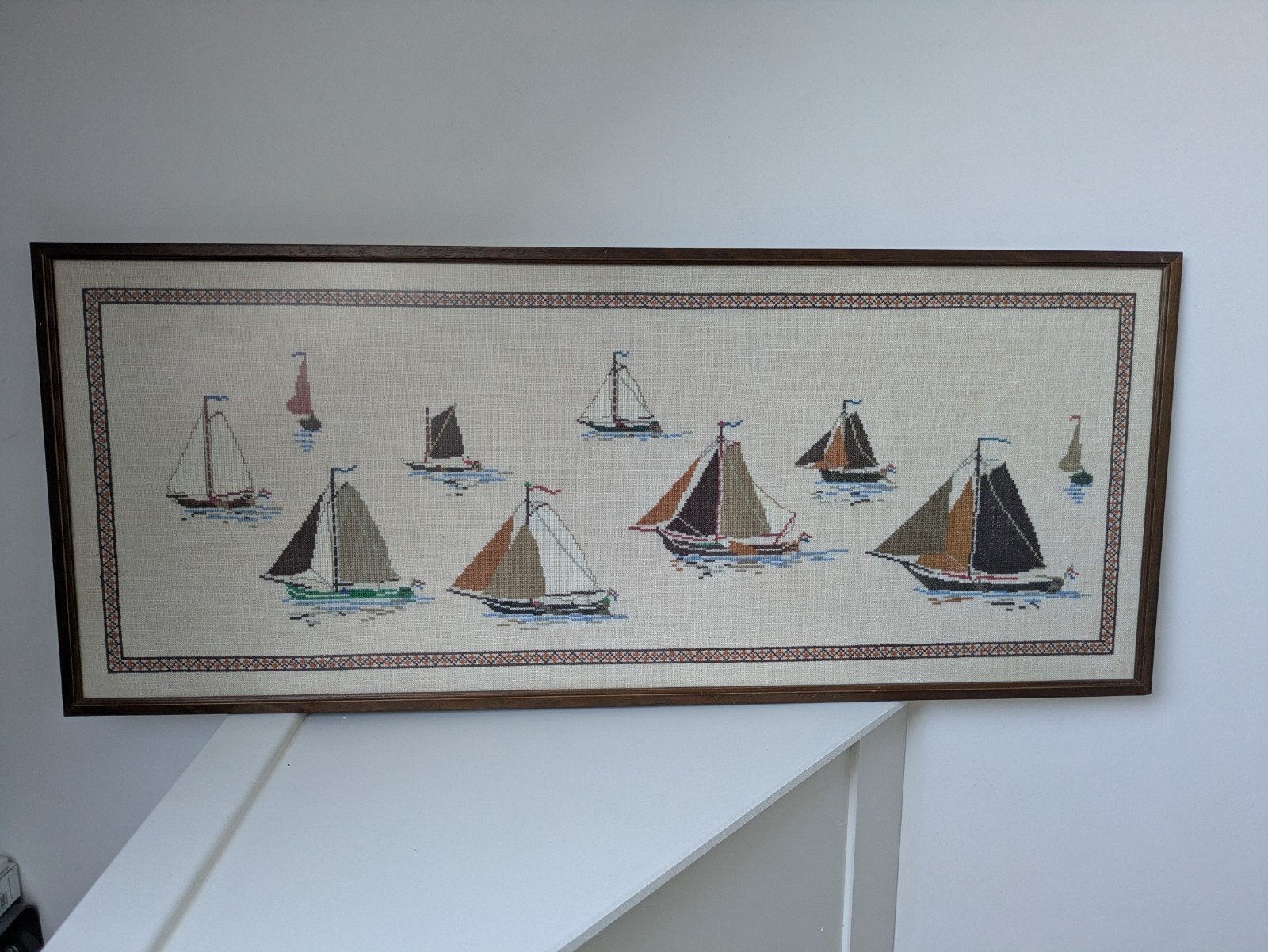 Rechthoekige lijst met vissersboten Zuiderzee, Ophalen, Zo goed als nieuw, 75 tot 100 cm, Schilderij
