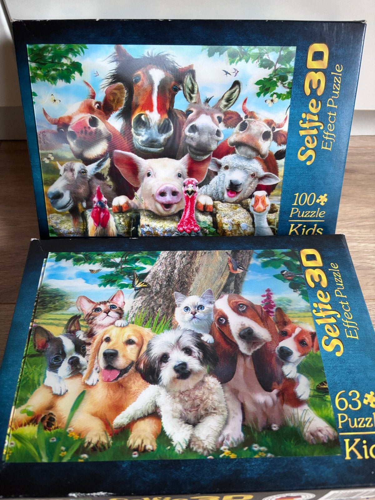 Selfie 3D Effect Puzzel - Dieren (100 en 63 stukjes), Ophalen, Meer dan 50 stukjes, Gebruikt, 4 tot 6 jaar