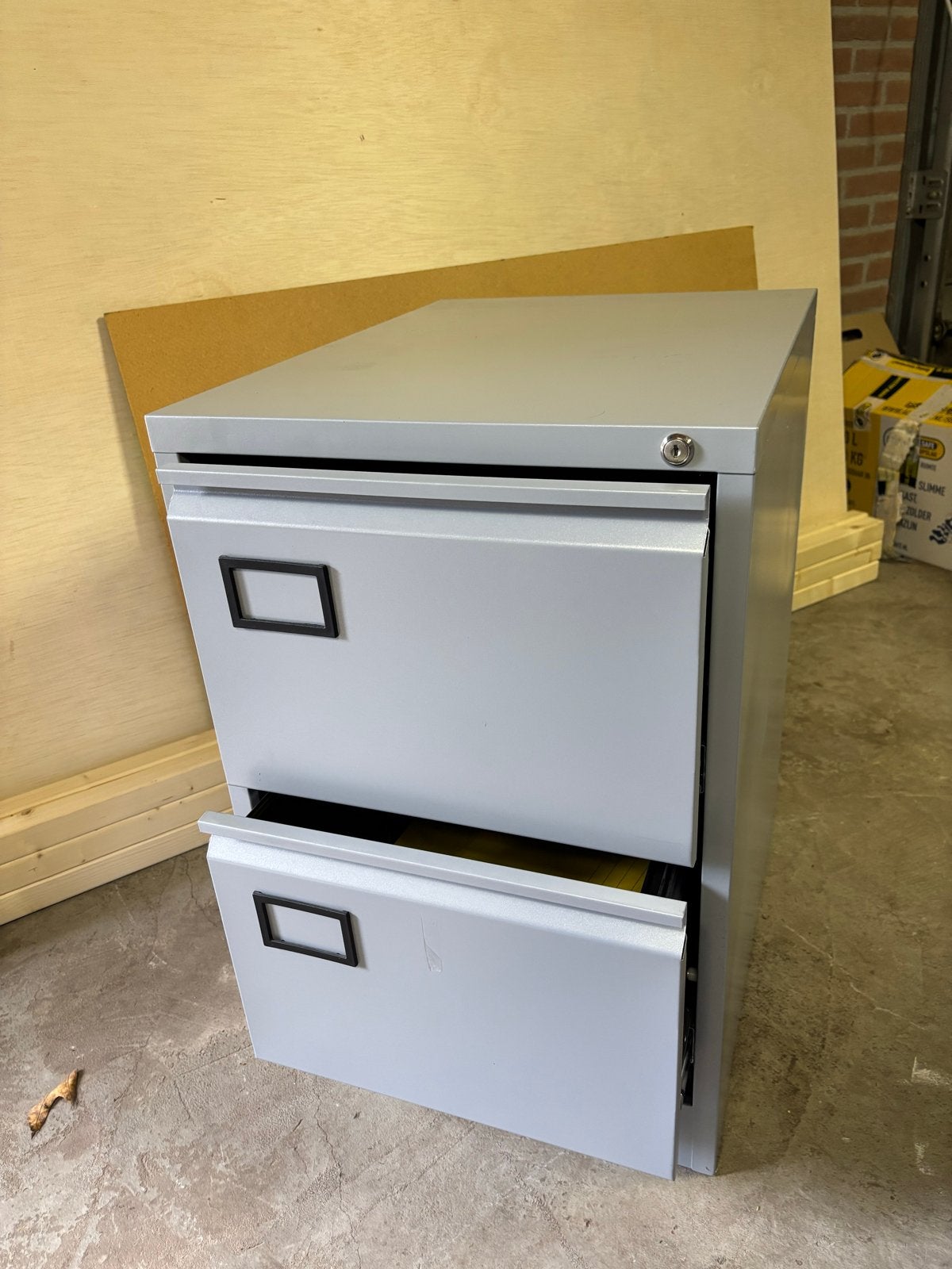 Grijze archiefkast met 2 laden - Gebruikt, goede staat, Ophalen, Minder dan 50 cm, Gebruikt, Minder dan 100 cm
