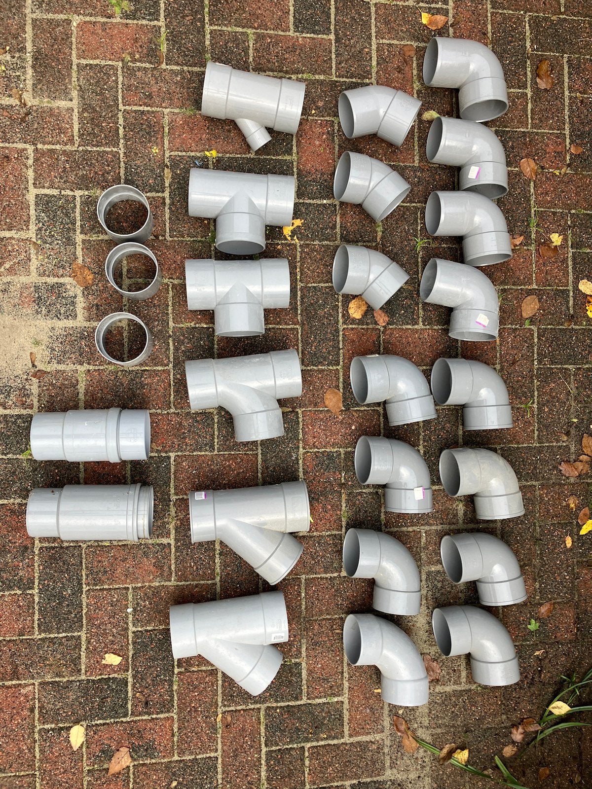 Pvc hulpstukken en buis, totaal 87 stuks Nieuw en ongebruikt, Ophalen, Bochten, Pvc, Zo goed als nieuw