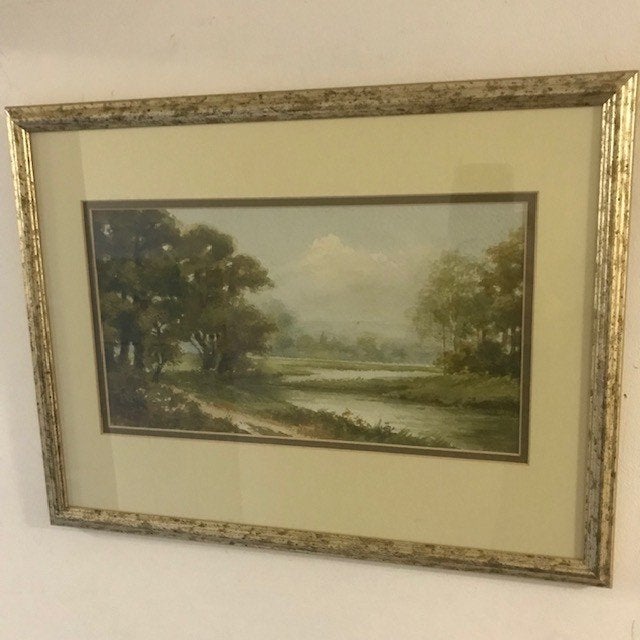 Aquarel 'Bosgezicht / waterpartij'.... Hans Reitz, Achter glas, Ophalen of Verzenden, Landschap, Klassiek