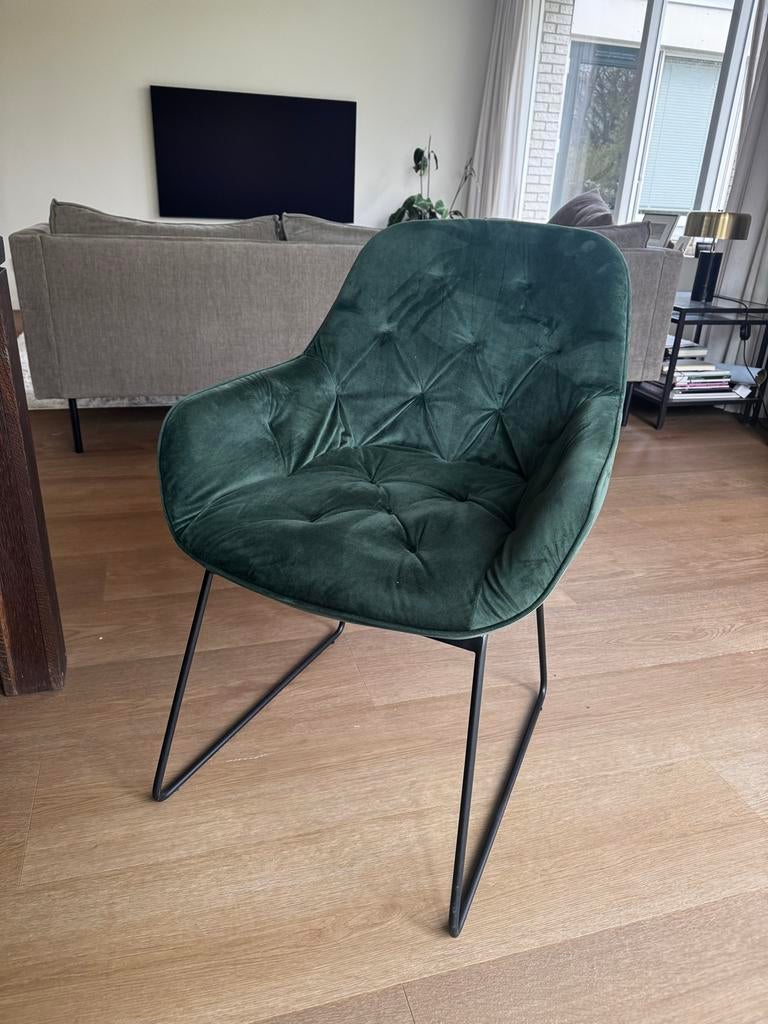 4 Groene kuipstoelen van Fonq, Huis en Inrichting, Ophalen, Overige kleuren, Zo goed als nieuw, Eén
