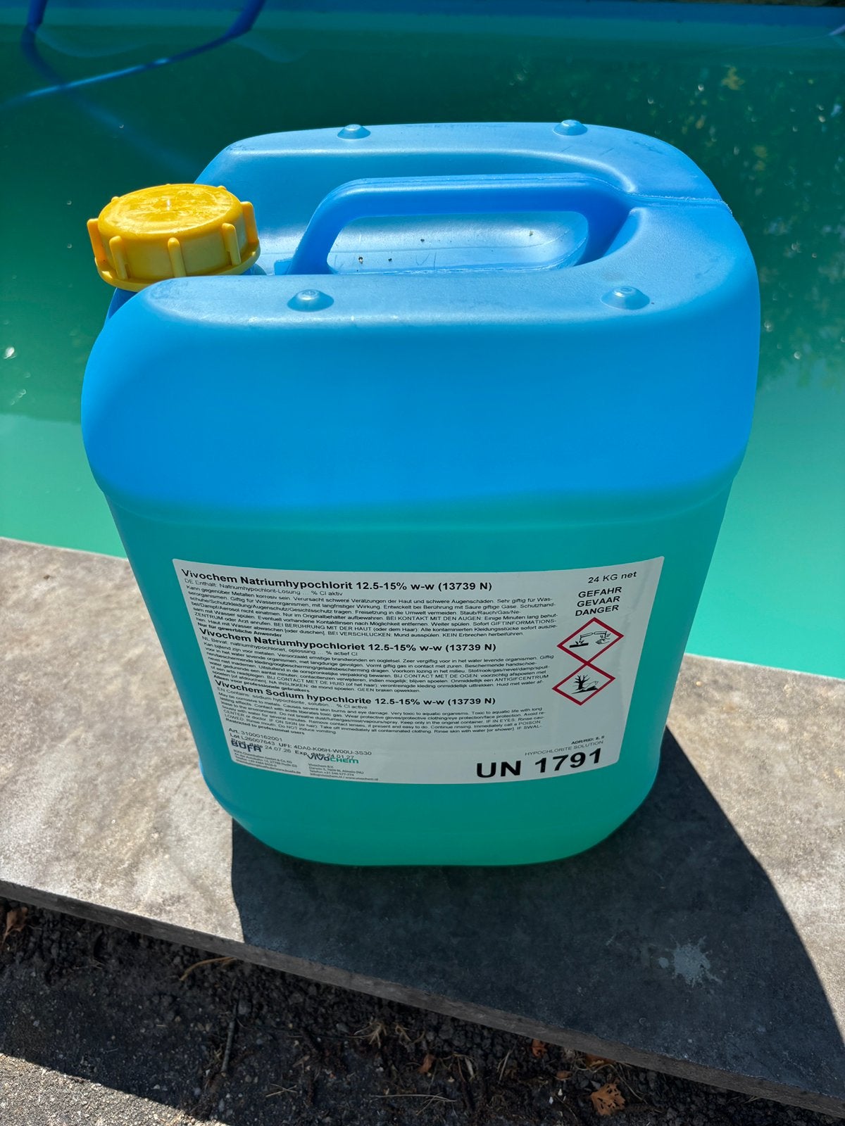 Natriumhypochloriet 12,5% (Zwembadchloor) 20 Liter, Ophalen, Minder dan 80 cm, Overige typen, Nieuw