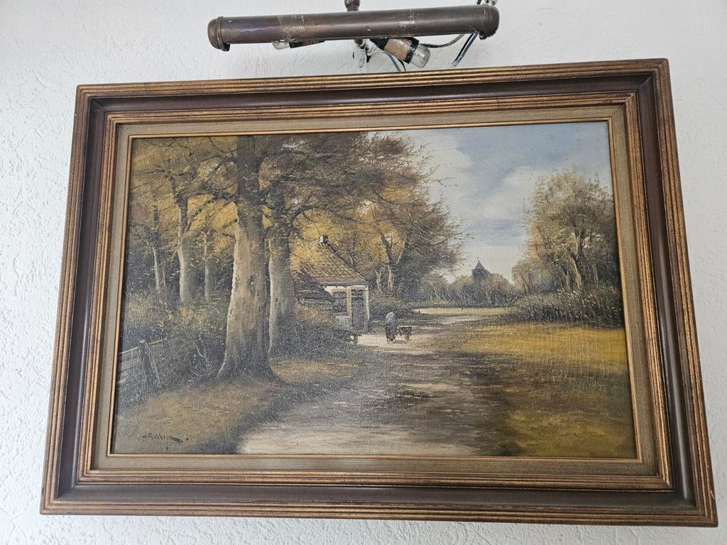 Oud Hollands Landschap Schilderij - Gesigneerd, Antiek en Kunst, Ophalen of Verzenden