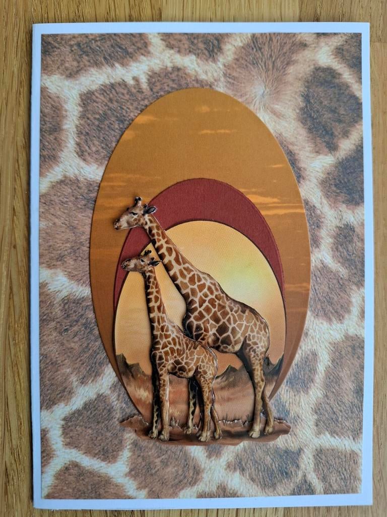 Zelfgemaakte kaart met giraffen, Ophalen of Verzenden, Nieuw