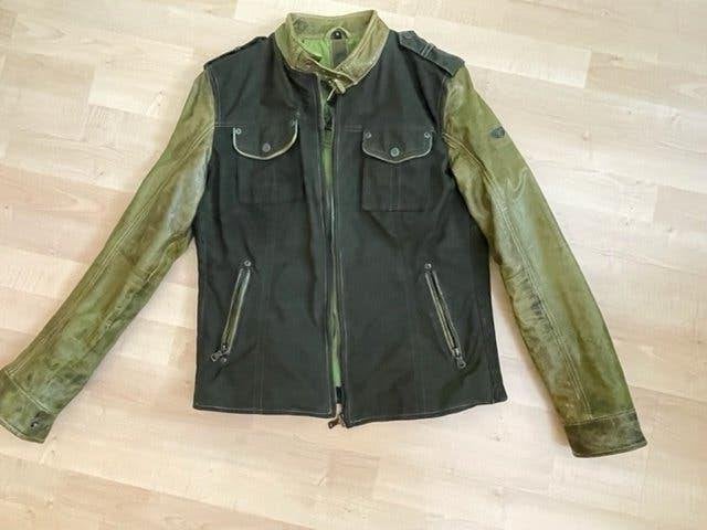 stoere leren jas met deel stof merk GIPSY donkergroen XL, Kleding | Dames, Gipsy, Maat 46/48 (XL) of groter, Ophalen of Verzenden