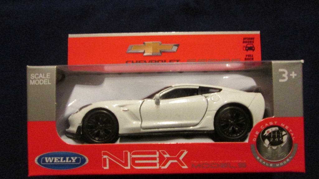 Chevrolet Corvette 2017 Wit Welly 1:36, Ophalen of Verzenden, Nieuw, Auto