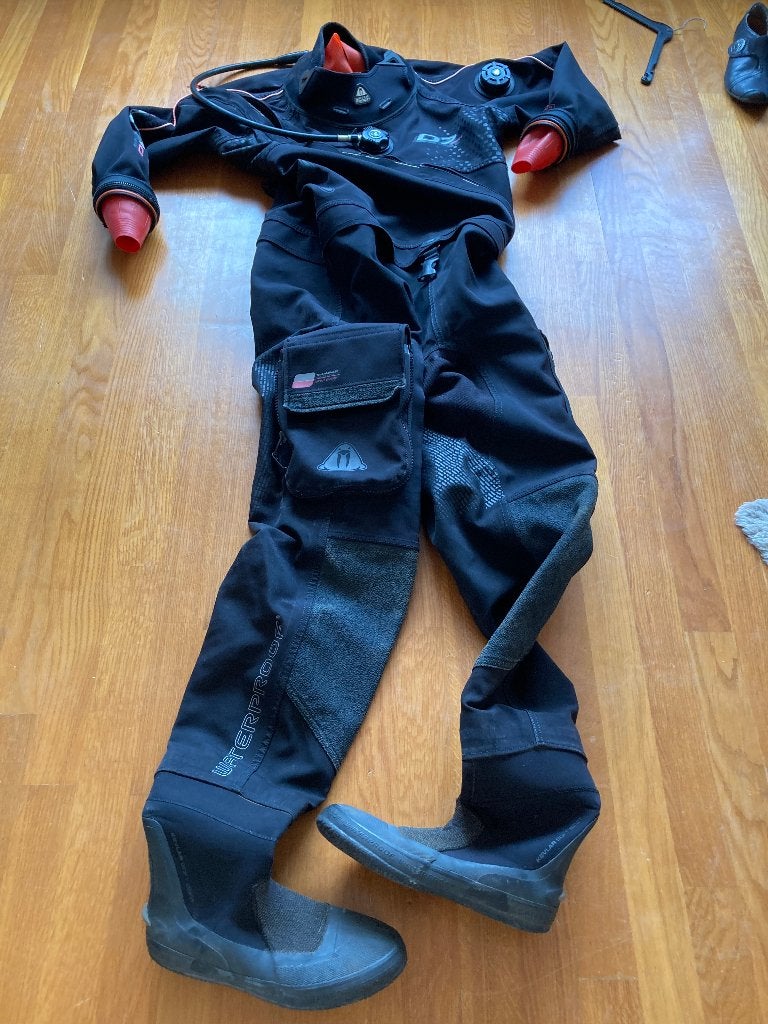 Waterproof D7 Pro ISS droogpak XL met toebehoren, Watersport en Boten, Duiken, Ophalen, Gebruikt, Duikpak