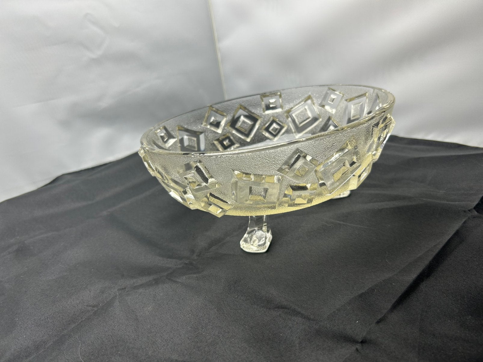 Antieke Art Deco glazen schaal op 3 pootjes jaren 20/30, Antiek en Kunst, Ophalen