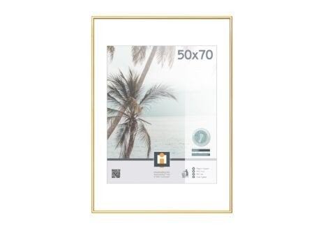 Nieuwe fotokader 50x70 met glas en gouden randje, Ophalen, 50 tot 75 cm, Metaal of Aluminium, Nieuw