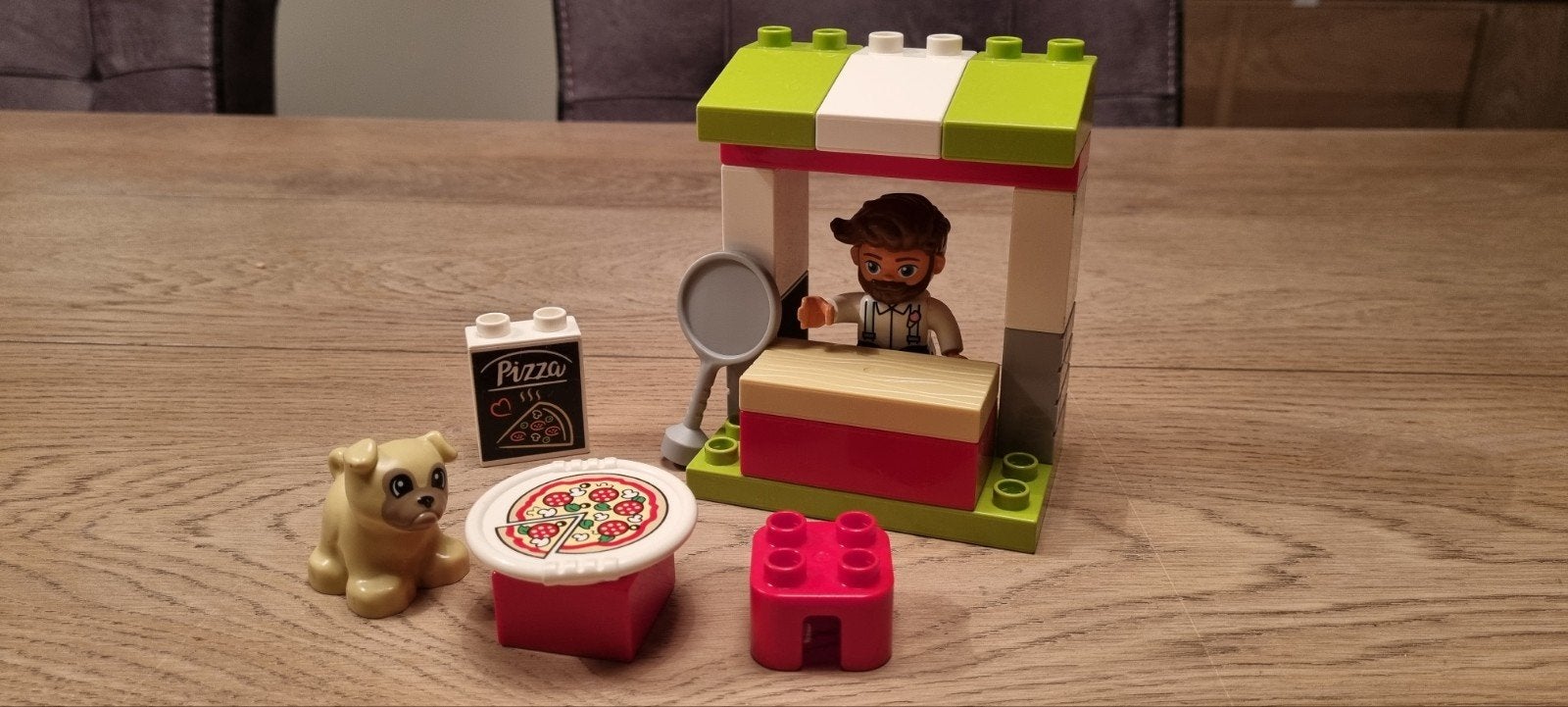LEGO Duplo Pizza Kraam 10927 met hondje en figuur, Ophalen of Verzenden, Gebruikt, Overige merken