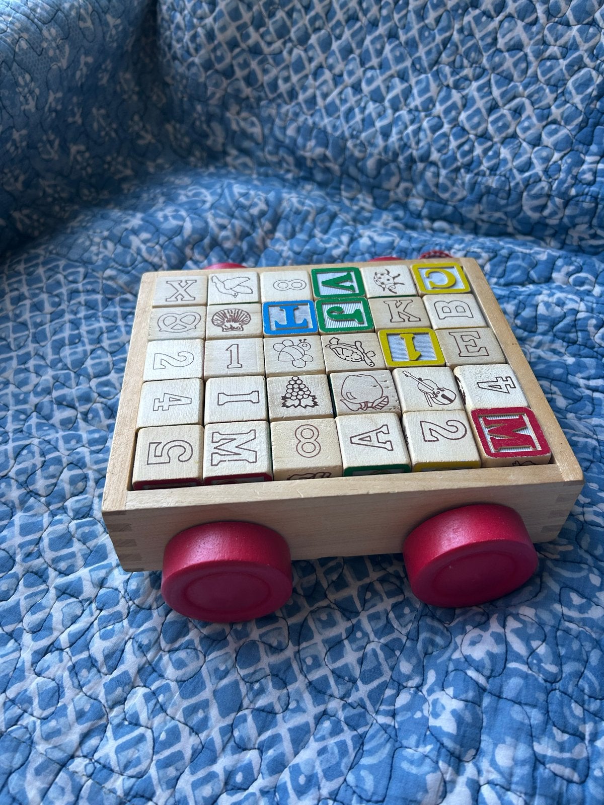 Melissa & Doug houten trekauto met blokken, Ophalen of Verzenden, Gebruikt, Auto, Met wieltjes