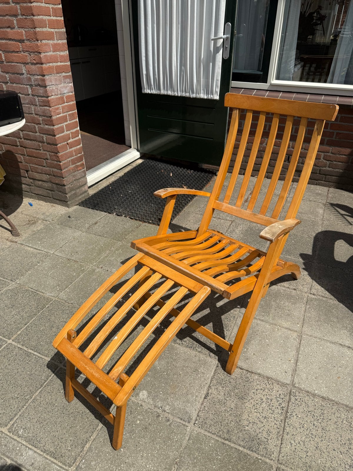 Mooie houten deckchair, zo goed als nieuw, Ophalen of Verzenden, Zo goed als nieuw, Hout