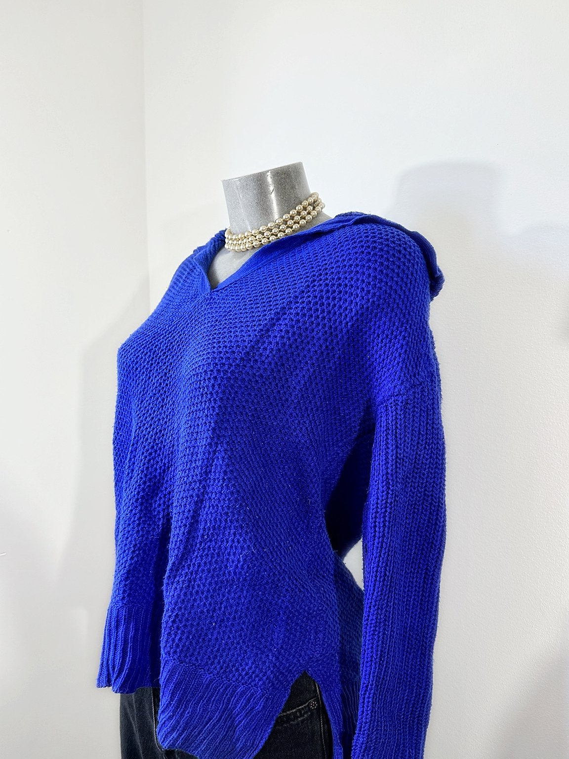 Lauren Ralph Lauren kobaltblauwe gebreide hoodie maat S, Ophalen of Verzenden, Zo goed als nieuw, Blauw