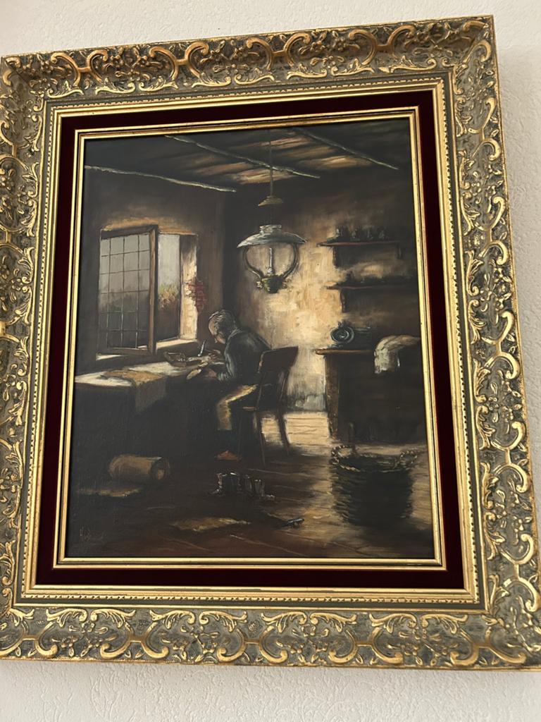 Schilderij schoenmaker, Ophalen