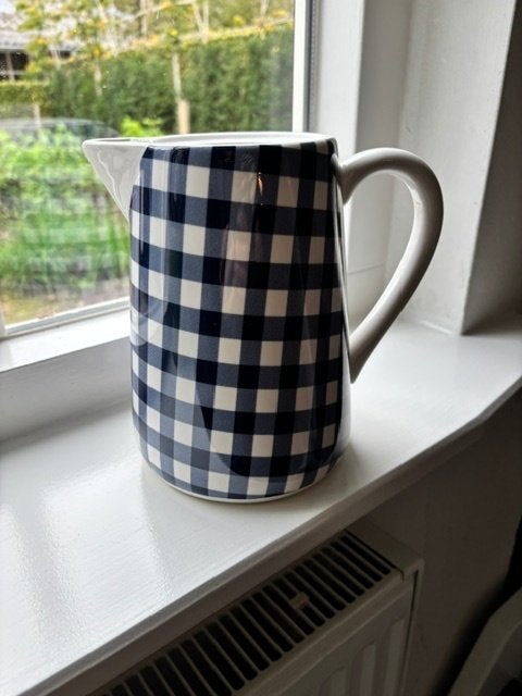 Kan blauw geruit At Home Marieke, Ophalen of Verzenden, Gebruikt, Aardewerk, Overige stijlen
