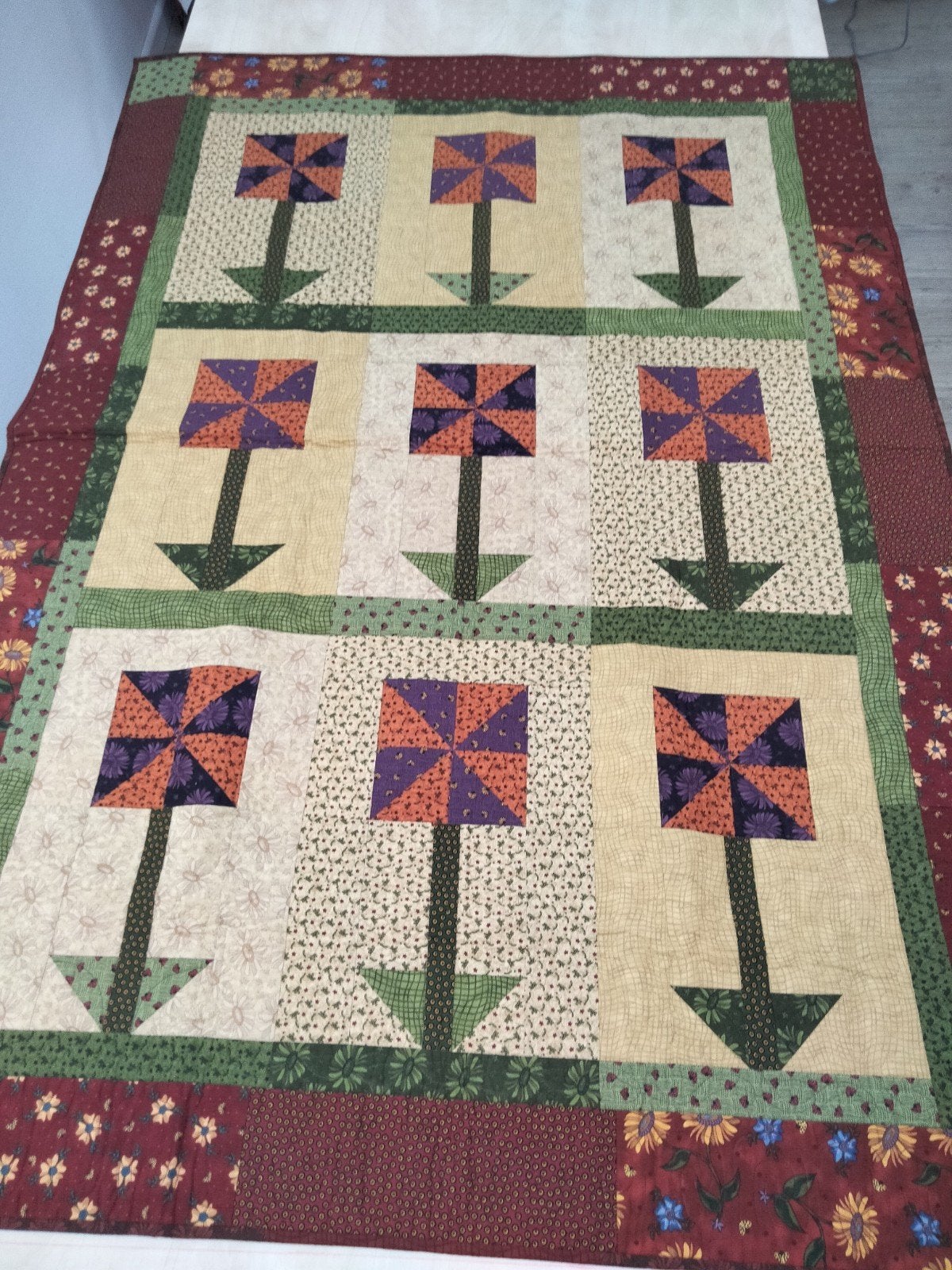 Handgemaakte Quilt met Bloemenpatroon - 112x155 cm, Ophalen of Verzenden, Nieuw