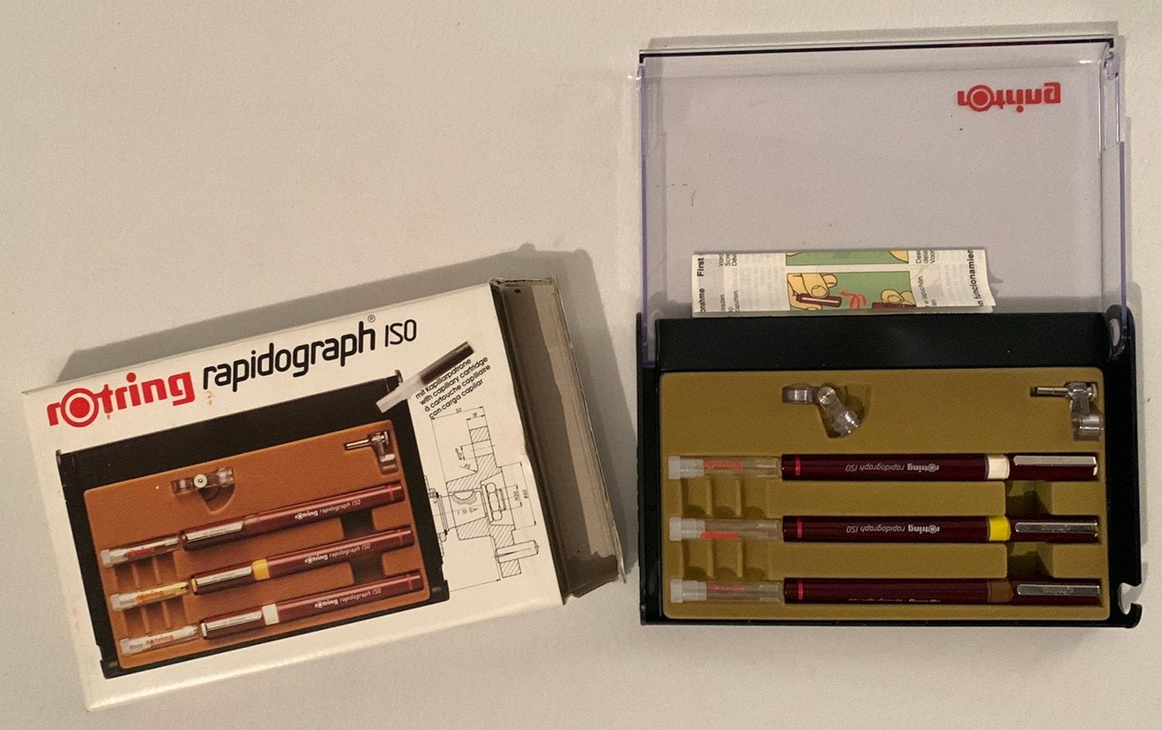 Rotring rapidograph iso in originele doos en karton, Ophalen of Verzenden, Zo goed als nieuw, Potlood of Stift
