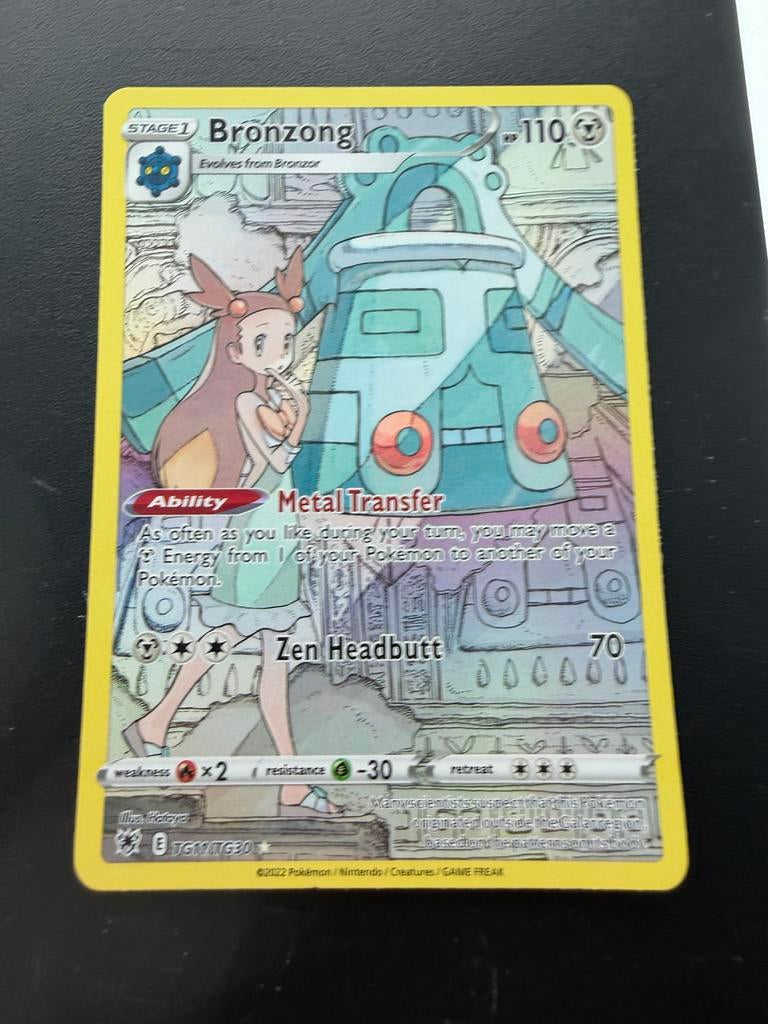 Bronzong Pokémon Kaart - Full Art TG11/TG30, Ophalen of Verzenden, Zo goed als nieuw, Losse kaart, Foil