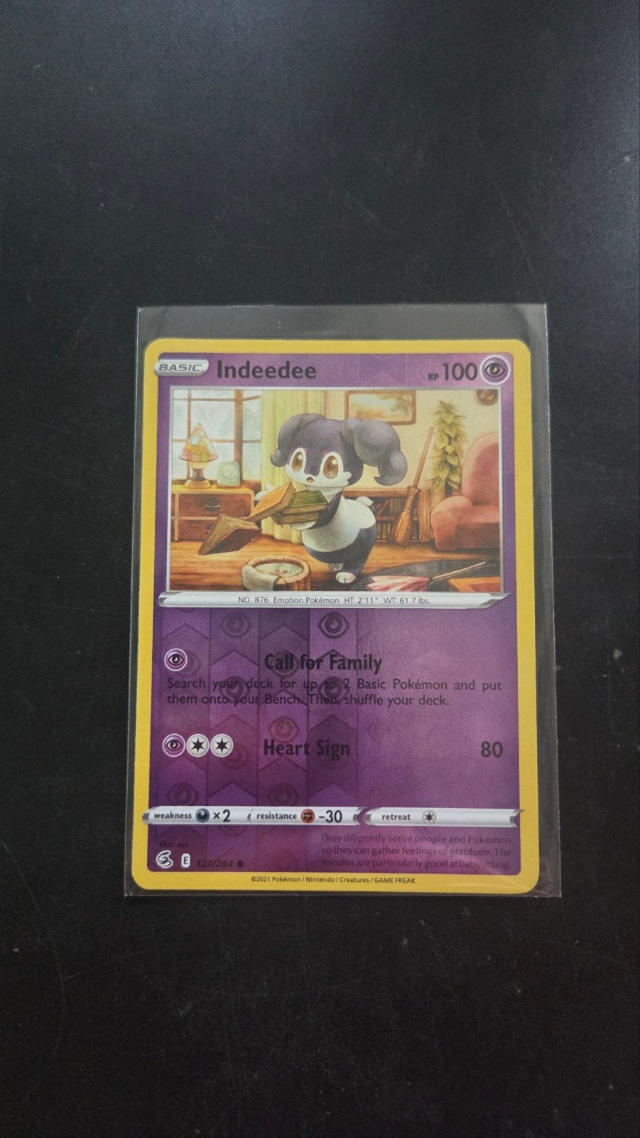 Indeedee (reverse holo) 127/264 - Fusion Strike, Verzenden, Zo goed als nieuw, Losse kaart, Foil