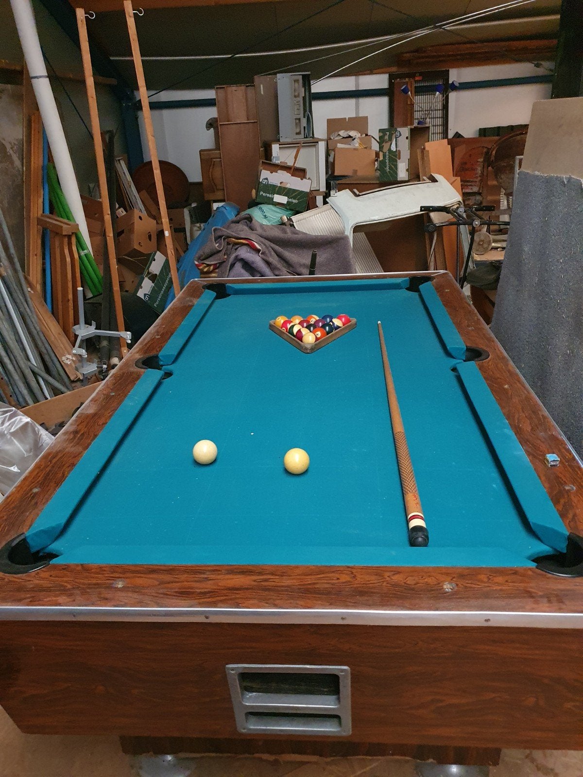 Zware leisteen pooltafel met accessoires, Ophalen, Gebruikt, Pooltafel