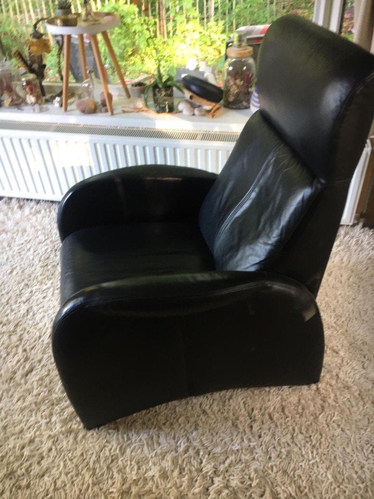 echt leer, degelijke relaxstoel, Huis en Inrichting, Fauteuils, Ophalen, Gebruikt, 50 tot 75 cm, Leer