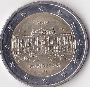 2 euro 2019 Duitsland - Bundesrat (F), Ophalen of Verzenden, Duitsland, 2 euro