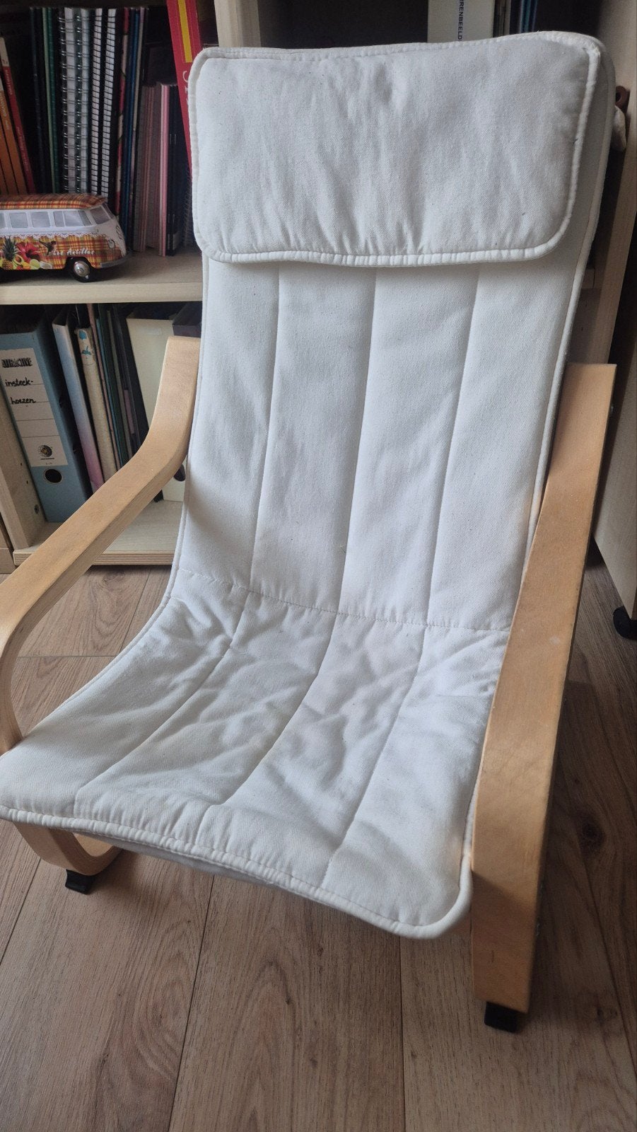 Ikea Poang loungestoel met witte bekleding, Ophalen, Zo goed als nieuw, Overige typen