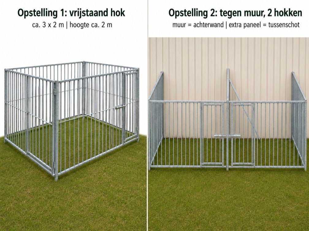 Hondenkennel 3 x 2 m – 2 deuren + extra scheidingspaneel, Ophalen, 110 cm of meer, 100 cm of meer
