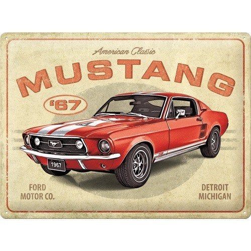 Ford Mustang GT 1967 relief reclamebord van metaal wandbord, Ophalen of Verzenden, Nieuw, Auto's