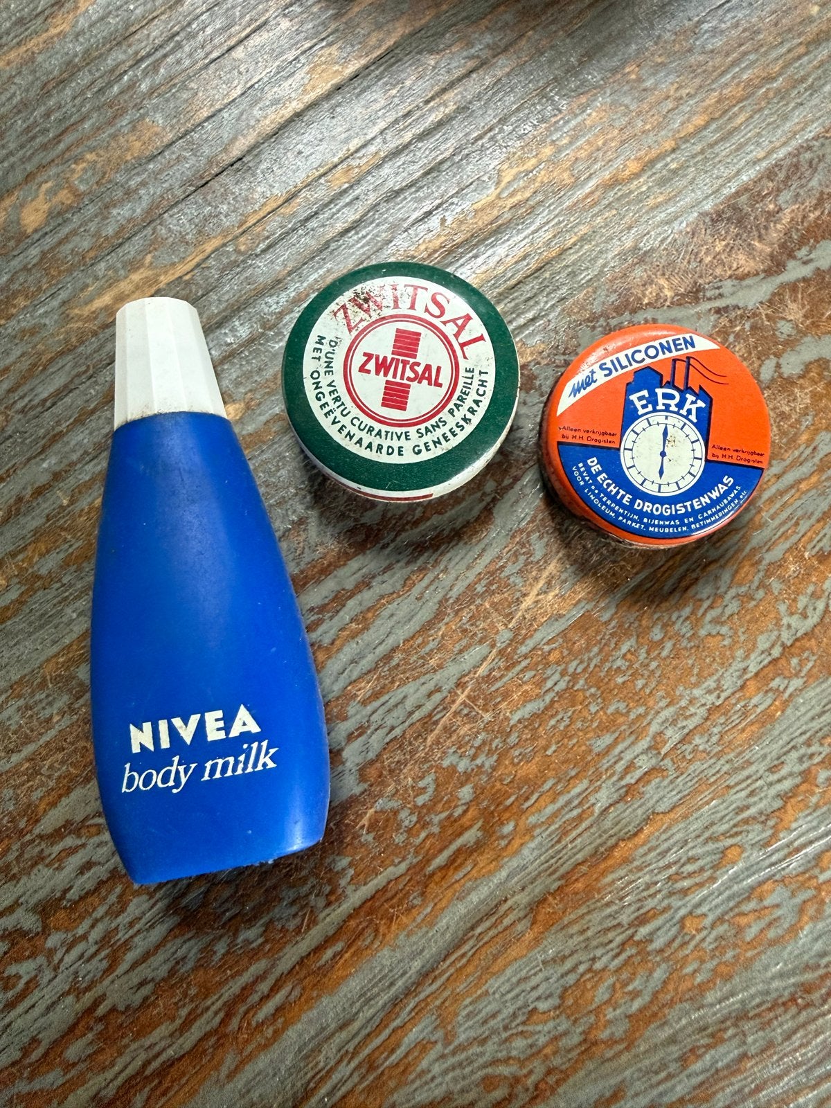 Vintage Nivea, Zwitsal en ERk blikjes/flesje, Ophalen of Verzenden, Gebruikt
