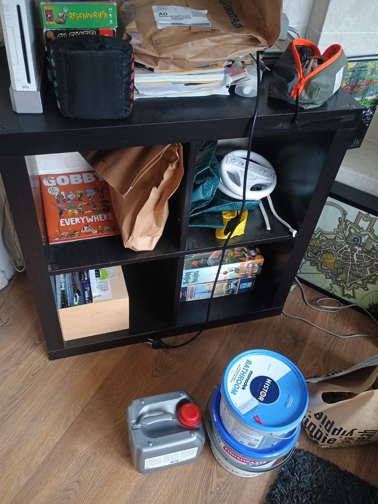 Kallax vakkenkast met vier vakken, Ophalen, Met plank(en), Gebruikt, 50 tot 100 cm