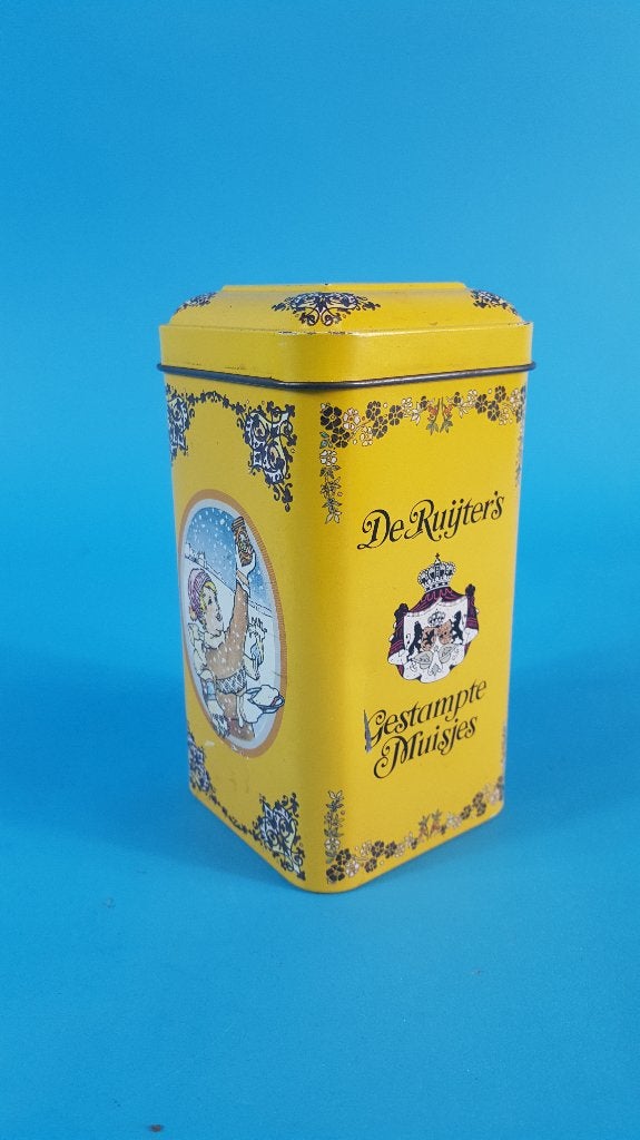 Vintage blik De Ruijter's Gestampte Muisjes. 6C6, Ophalen of Verzenden, Gebruikt, Koek(jes)