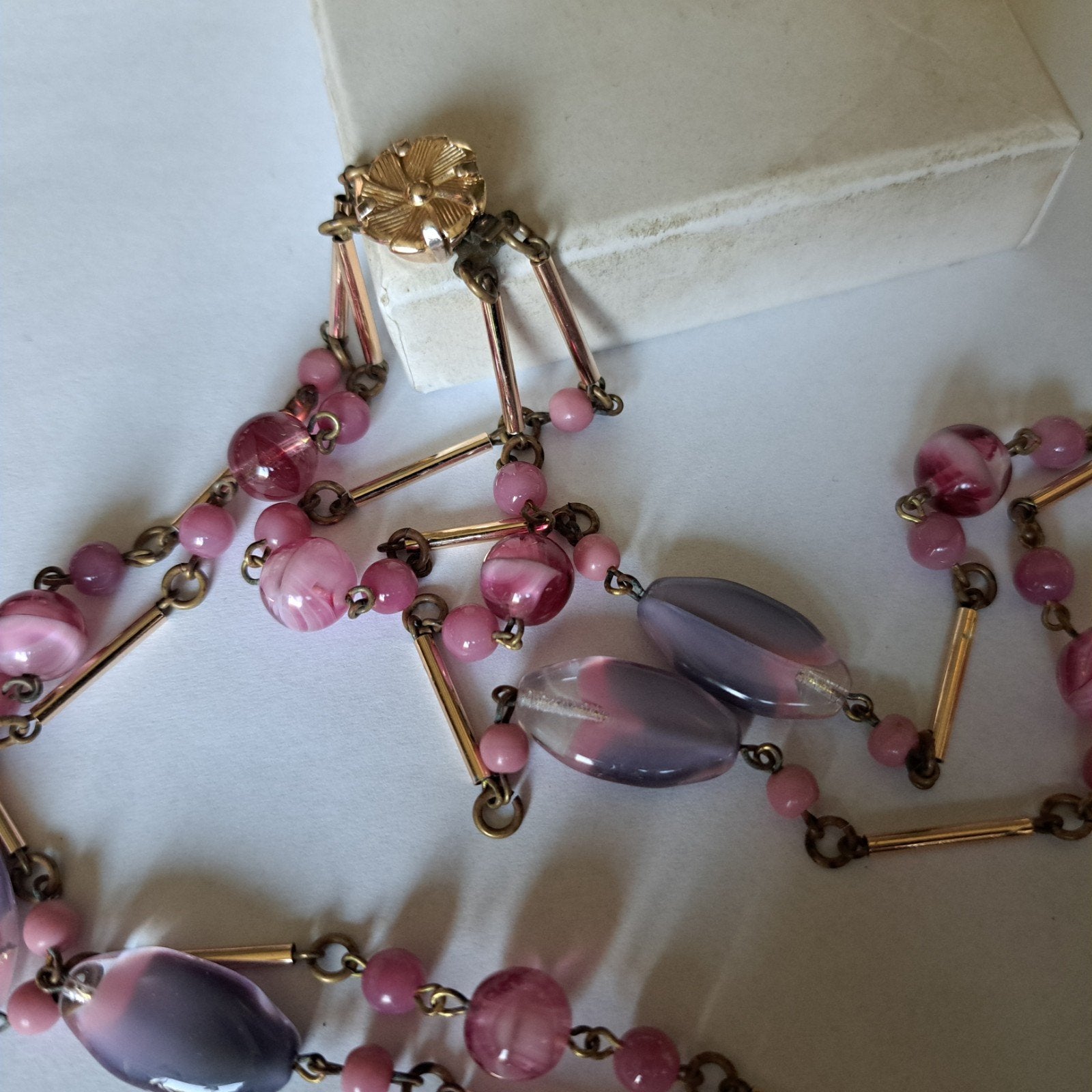 oude glas ketting dubbele rij Murano, Sieraden, Tassen en Uiterlijk, Antieke sieraden, Verzenden, Overige materialen, Ketting