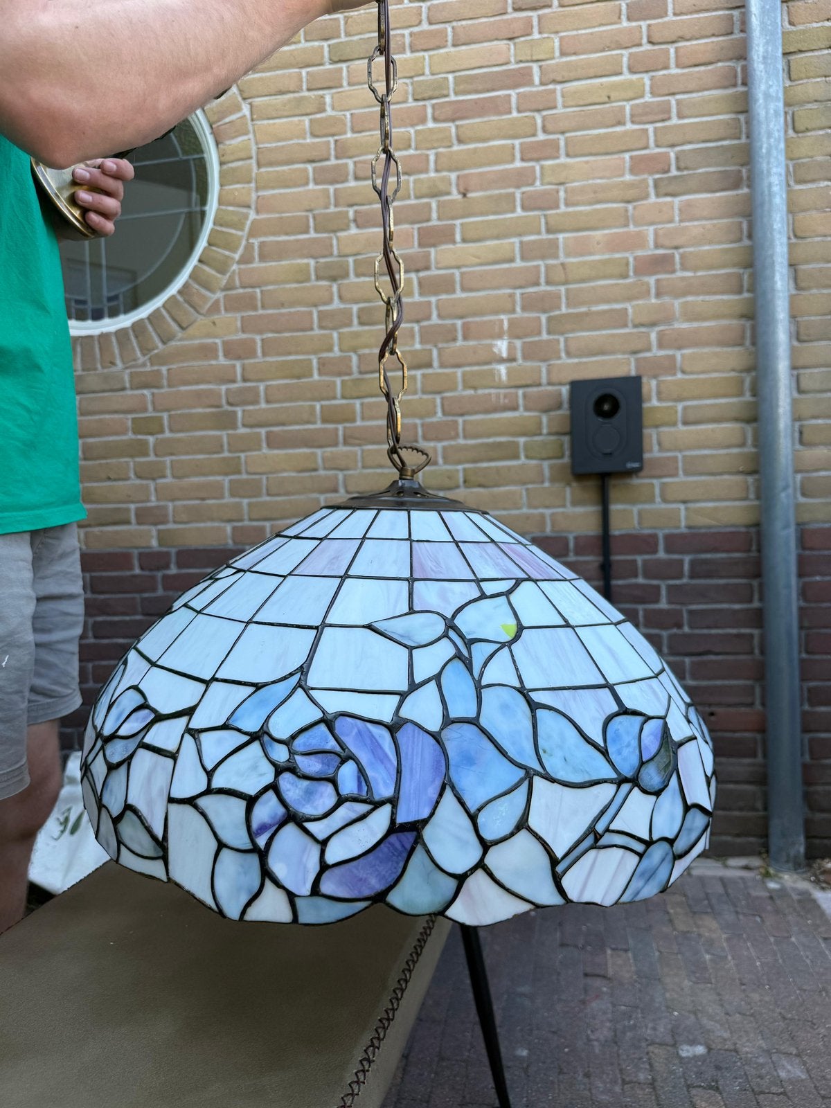 Tiffany look hanglamp, Gebruikt, Rond, 30 cm, Ophalen