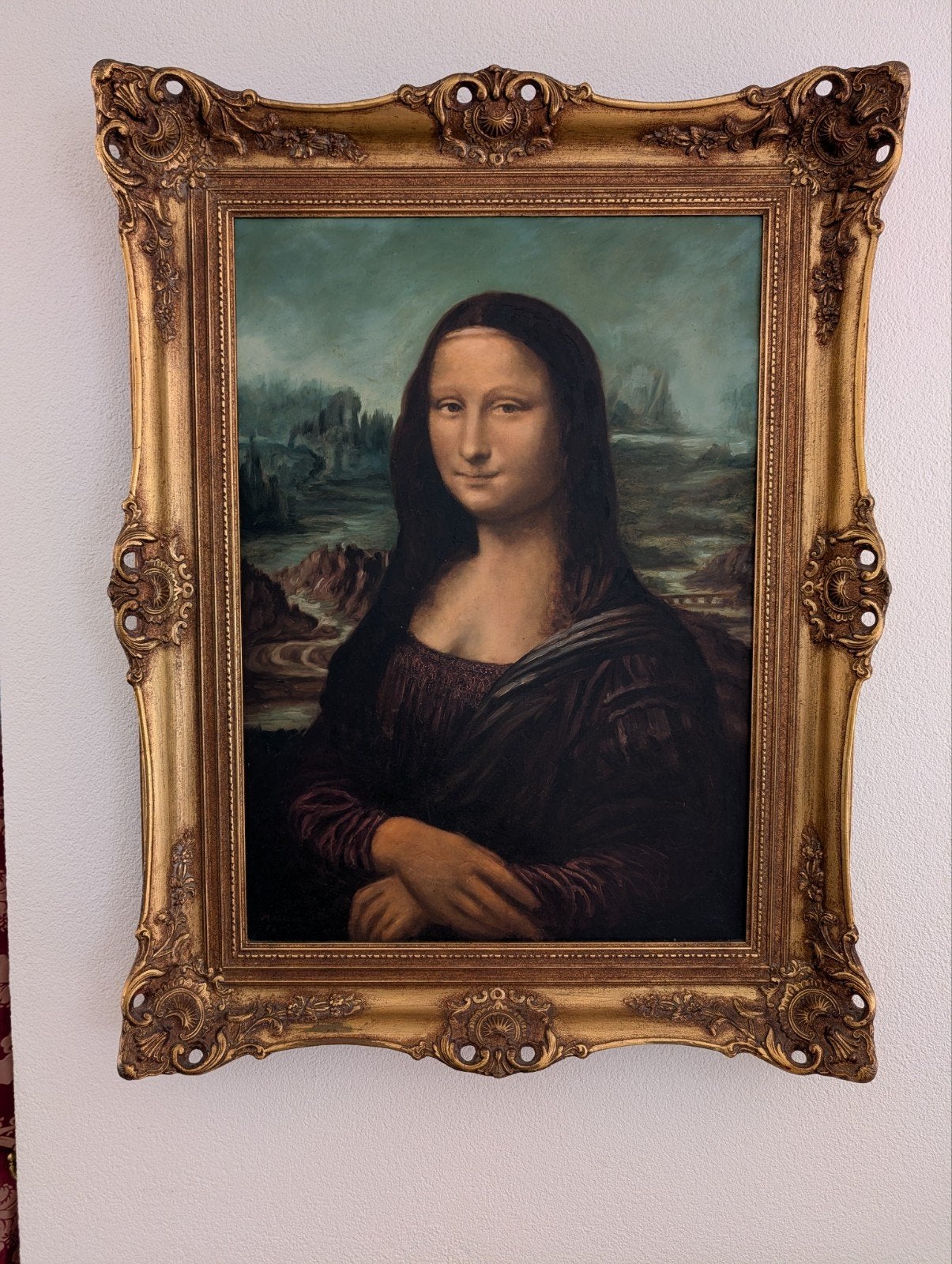 Mona Lisa reproductie Theo Rasenberg  Breda, Antiek en Kunst, Ophalen of Verzenden, Bijzondere lijst, Portret of Personen, Doek