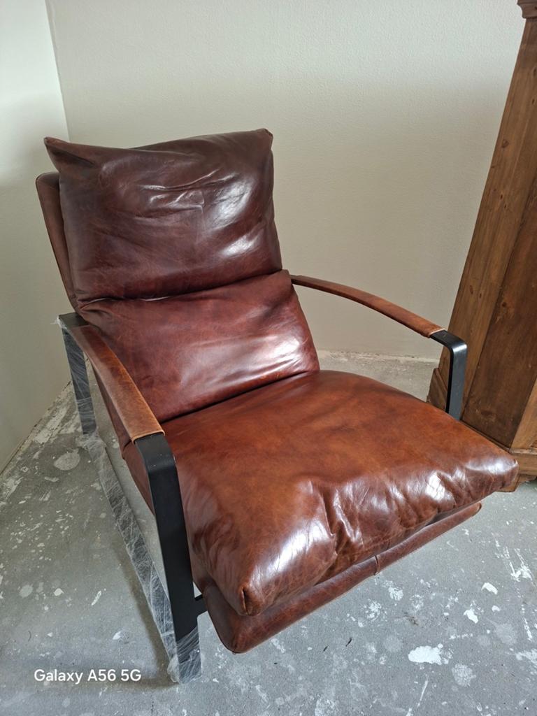 Leren fauteuil Goossens Vintage, Huis en Inrichting, Fauteuils, Ophalen, Vintage, 75 tot 100 cm, Zo goed als nieuw