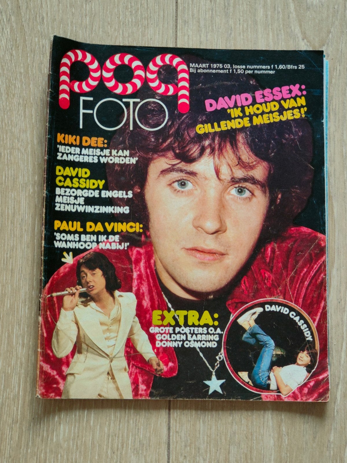 Popfoto maart 1975 met super poster Golden Earring en Donny, Verzamelen, Ophalen of Verzenden, 1960 tot 1980, Nederland, Tijdschrift