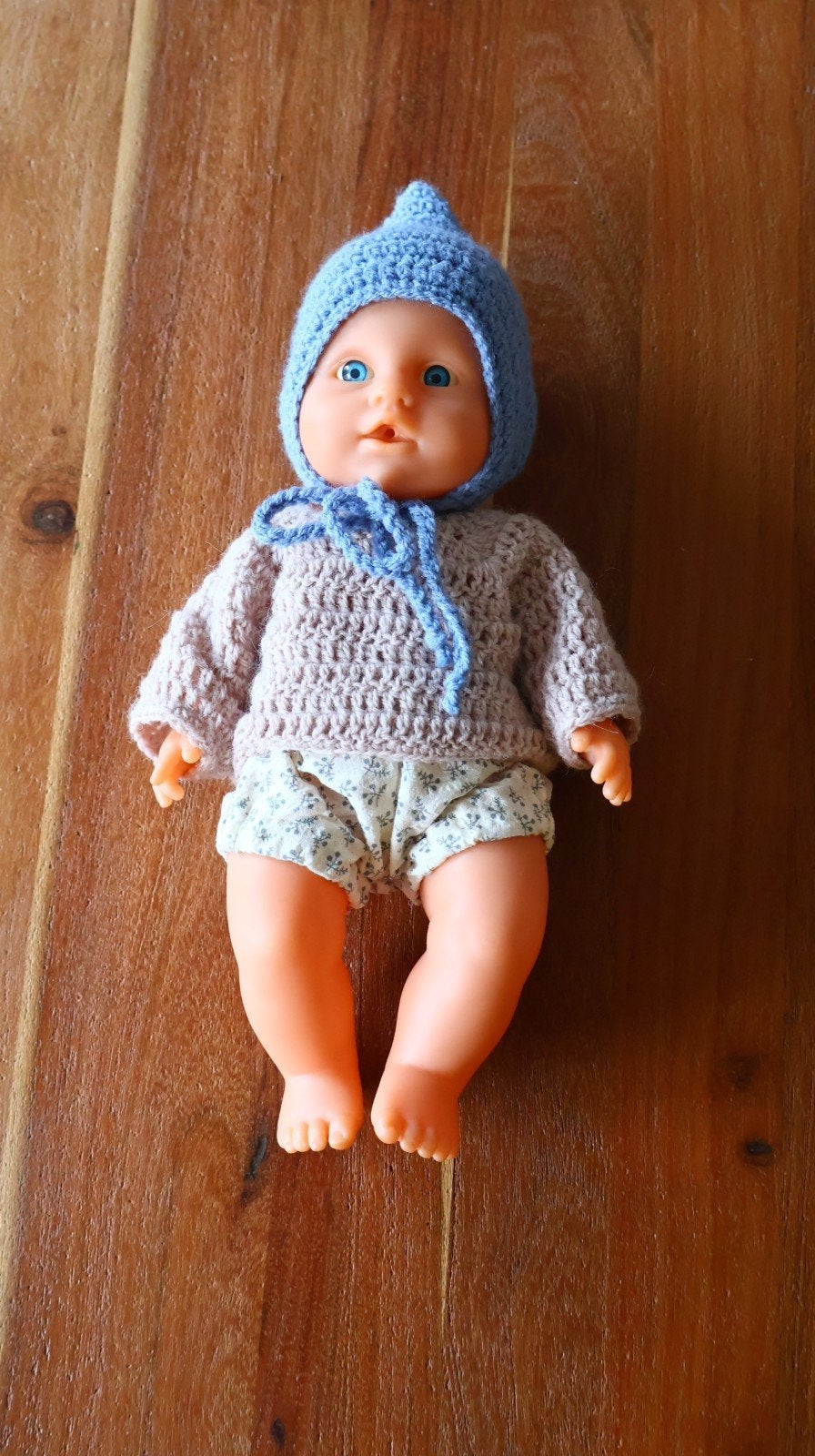 Vintage pop met kleertjes 32cm, Ophalen of Verzenden, Babypop