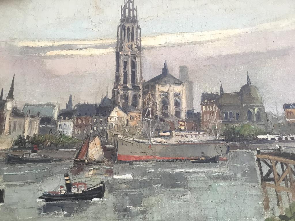 Prachtig Havengezicht van Willem Tijssen, Antiek en Kunst, Kunst | Schilderijen | Klassiek, Ophalen