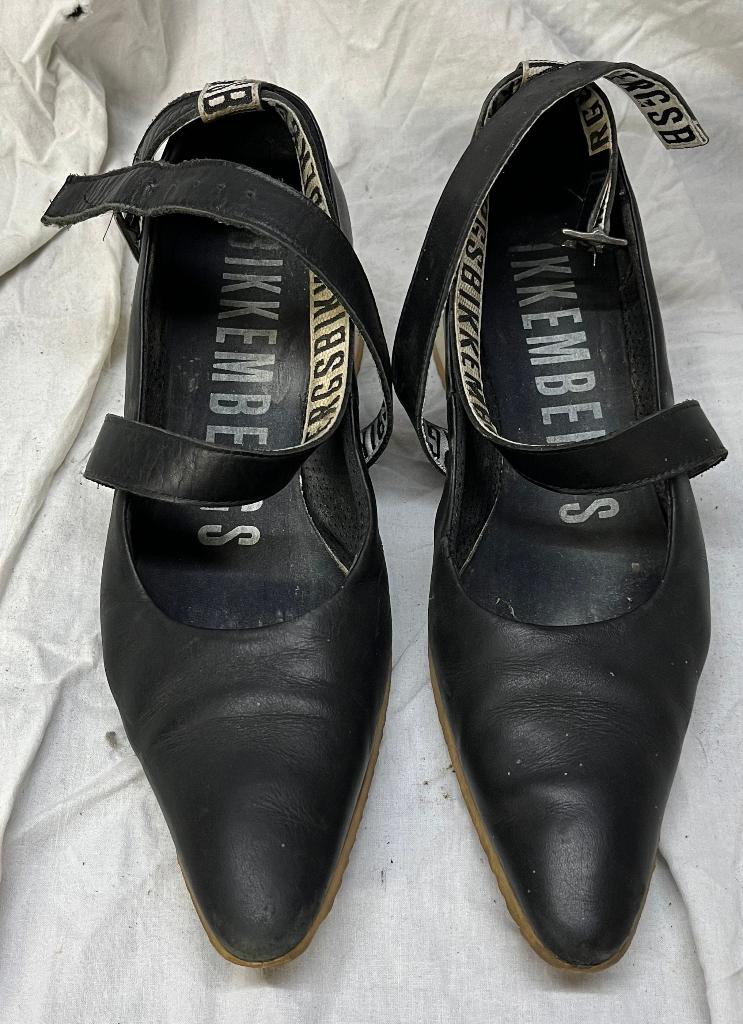 BIKKEMBERGS damesschoenen exclusief, zwart/wit, leder, 39, Ophalen, Schoenen met lage hakken, Zwart, BIKKEMBERGS