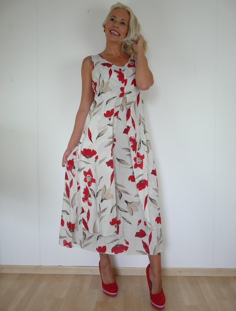 *Abfab Vintage Zomerjurk met Bloemen L*, Kleding | Dames, Jurken, Zo goed als nieuw, Maat 42/44 (L), Onder de knie, Ophalen of Verzenden