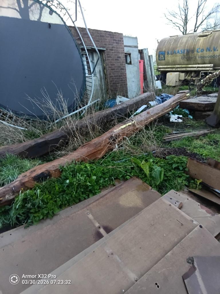Oude eiken houten balk, Ophalen, Gebruikt, 250 cm of meer, Balken