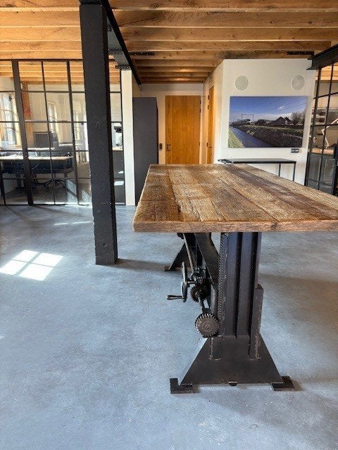 Nieuwe industriële tafel met verstelbare afmeting, Huis en Inrichting, Tafels | Eettafels, Overige houtsoorten, 100 tot 150 cm